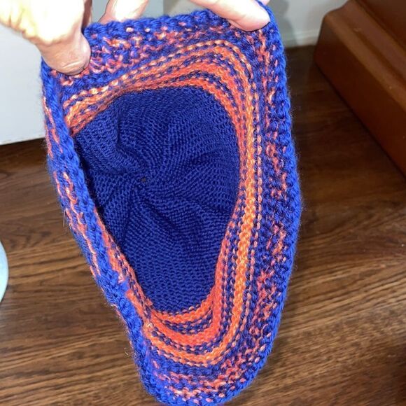 Blue & orange knit yarn beanie cap - Picture 5 of 5